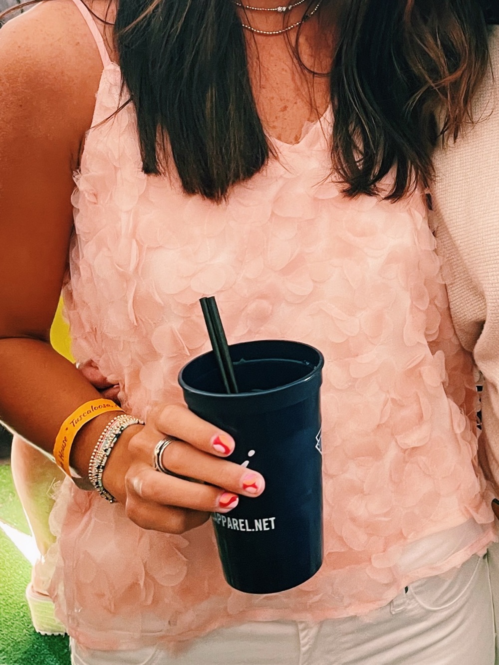 Pink textured tank top